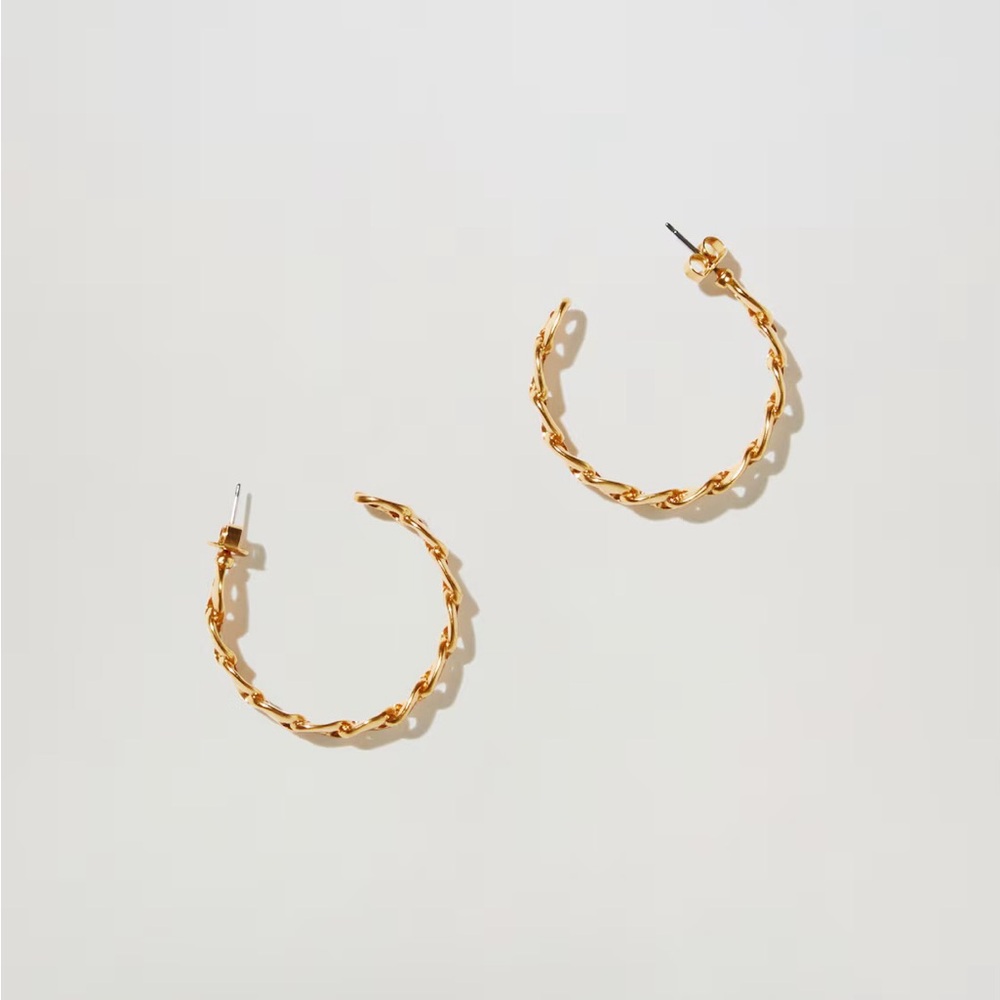MANGO 24K link hoop earrings